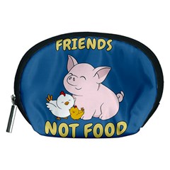 Friends Not Food - Cute Pig And Chicken Accessory Pouches (medium)  by Valentinaart