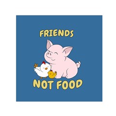 Friends Not Food - Cute Pig And Chicken Small Satin Scarf (square) by Valentinaart