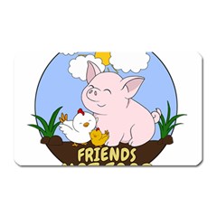 Friends Not Food - Cute Pig And Chicken Magnet (rectangular) by Valentinaart