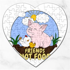 Friends Not Food - Cute Pig And Chicken Jigsaw Puzzle (heart) by Valentinaart