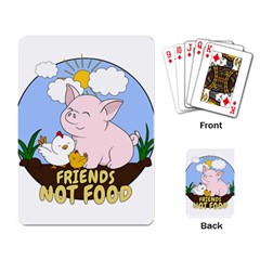 Friends Not Food - Cute Pig And Chicken Playing Card by Valentinaart