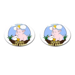 Friends Not Food - Cute Pig And Chicken Cufflinks (oval) by Valentinaart