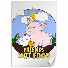 Friends Not Food - Cute Pig And Chicken Canvas 12  X 18   by Valentinaart