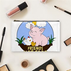 Friends Not Food - Cute Pig And Chicken Cosmetic Bag (medium)  by Valentinaart