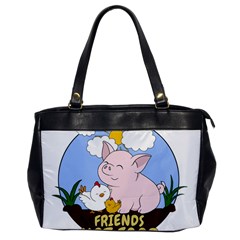 Friends Not Food - Cute Pig And Chicken Office Handbags by Valentinaart