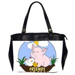 Friends Not Food - Cute Pig and Chicken Office Handbags (2 Sides)  Front