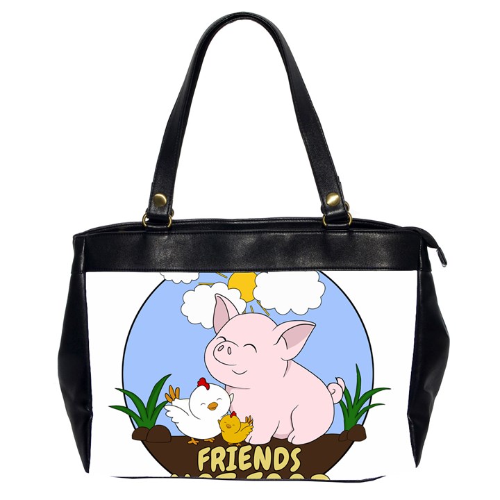 Friends Not Food - Cute Pig and Chicken Office Handbags (2 Sides) 