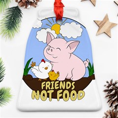 Friends Not Food - Cute Pig And Chicken Ornament (bell) by Valentinaart