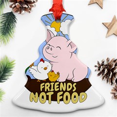 Friends Not Food - Cute Pig And Chicken Christmas Tree Ornament (two Sides) by Valentinaart