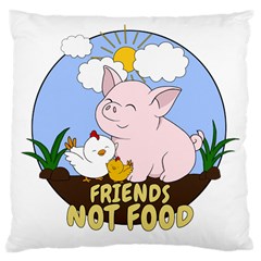 Friends Not Food - Cute Pig And Chicken Large Cushion Case (one Side) by Valentinaart