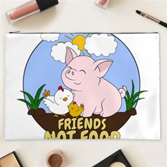 Friends Not Food - Cute Pig And Chicken Cosmetic Bag (xxl)  by Valentinaart