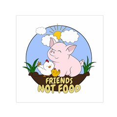 Friends Not Food - Cute Pig And Chicken Small Satin Scarf (square) by Valentinaart