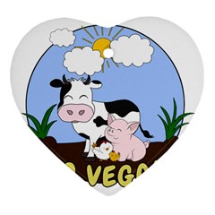 Friends Not Food - Cute Cow, Pig And Chicken Ornament (heart) by Valentinaart