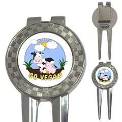 Friends Not Food - Cute Cow, Pig And Chicken 3-in-1 Golf Divots by Valentinaart