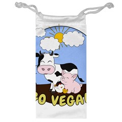 Friends Not Food - Cute Cow, Pig And Chicken Jewelry Bag by Valentinaart