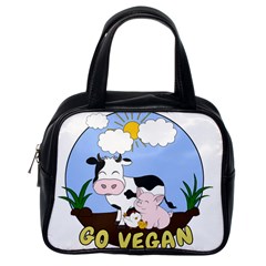 Friends Not Food - Cute Cow, Pig And Chicken Classic Handbags (one Side) by Valentinaart