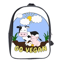 Friends Not Food - Cute Cow, Pig And Chicken School Bag (large) by Valentinaart