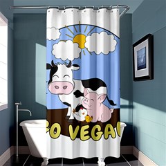 Friends Not Food - Cute Cow, Pig And Chicken Shower Curtain 36  X 72  (stall)  by Valentinaart