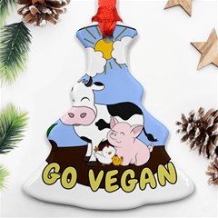 Friends Not Food - Cute Cow, Pig And Chicken Ornament (christmas Tree)  by Valentinaart