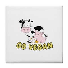 Friends Not Food - Cute Cow, Pig And Chicken Tile Coasters by Valentinaart