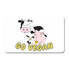 Friends Not Food - Cute Cow, Pig And Chicken Magnet (rectangular) by Valentinaart