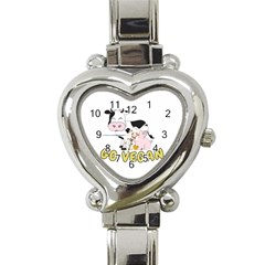 Friends Not Food - Cute Cow, Pig And Chicken Heart Italian Charm Watch by Valentinaart