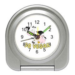 Friends Not Food - Cute Cow, Pig And Chicken Travel Alarm Clocks by Valentinaart