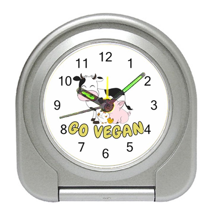 Friends Not Food - Cute Cow, Pig and Chicken Travel Alarm Clocks