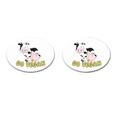 Friends Not Food - Cute Cow, Pig And Chicken Cufflinks (oval) by Valentinaart