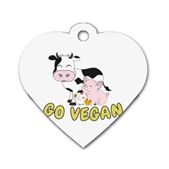 Friends Not Food - Cute Cow, Pig And Chicken Dog Tag Heart (one Side) by Valentinaart