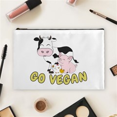 Friends Not Food - Cute Cow, Pig And Chicken Cosmetic Bag (large)  by Valentinaart