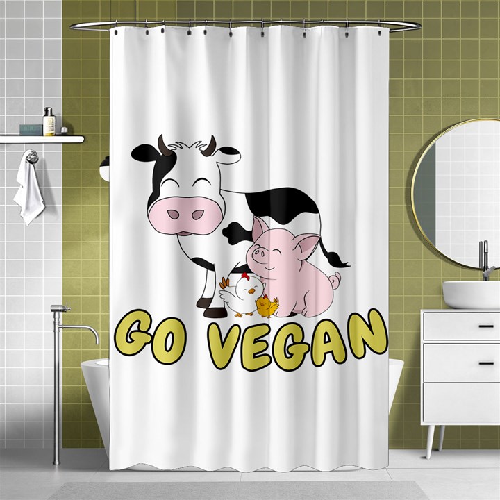 Friends Not Food - Cute Cow, Pig and Chicken Shower Curtain 48  x 72  (Small) 