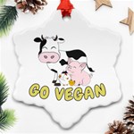 Friends Not Food - Cute Cow, Pig and Chicken Snowflake Ornament (Two Sides) Front