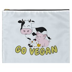 Friends Not Food - Cute Cow, Pig And Chicken Cosmetic Bag (xxxl)  by Valentinaart