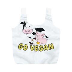 Friends Not Food - Cute Cow, Pig And Chicken Full Print Recycle Bags (m)  by Valentinaart