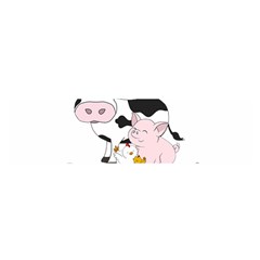 Friends Not Food - Cute Cow, Pig And Chicken Satin Scarf (oblong) by Valentinaart