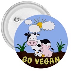 Friends Not Food - Cute Cow, Pig And Chicken 3  Buttons by Valentinaart