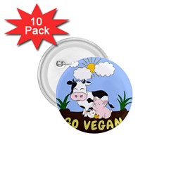 Friends Not Food - Cute Cow, Pig And Chicken 1 75  Buttons (10 Pack) by Valentinaart