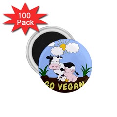 Friends Not Food - Cute Cow, Pig And Chicken 1 75  Magnets (100 Pack)  by Valentinaart