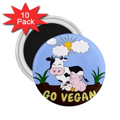 Friends Not Food - Cute Cow, Pig And Chicken 2 25  Magnets (10 Pack)  by Valentinaart