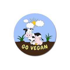 Friends Not Food - Cute Cow, Pig And Chicken Magnet 3  (round) by Valentinaart