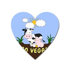 Friends Not Food - Cute Cow, Pig And Chicken Heart Magnet by Valentinaart