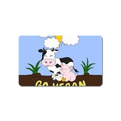 Friends Not Food - Cute Cow, Pig And Chicken Magnet (name Card) by Valentinaart