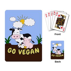 Friends Not Food - Cute Cow, Pig And Chicken Playing Card by Valentinaart