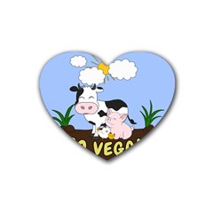 Friends Not Food - Cute Cow, Pig And Chicken Heart Coaster (4 Pack)  by Valentinaart