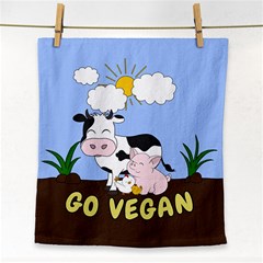 Friends Not Food - Cute Cow, Pig And Chicken Face Towel by Valentinaart