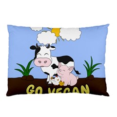 Friends Not Food - Cute Cow, Pig And Chicken Pillow Case by Valentinaart