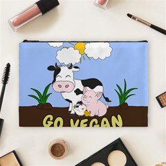 Friends Not Food - Cute Cow, Pig And Chicken Cosmetic Bag (large)  by Valentinaart