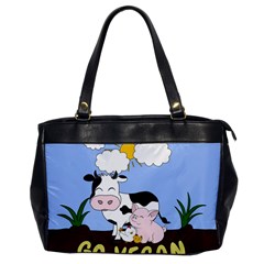 Friends Not Food - Cute Cow, Pig And Chicken Office Handbags by Valentinaart