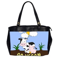 Friends Not Food - Cute Cow, Pig And Chicken Office Handbags (2 Sides)  by Valentinaart